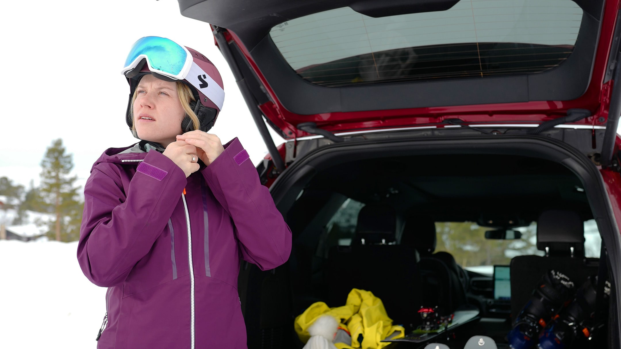 Woman outside a car