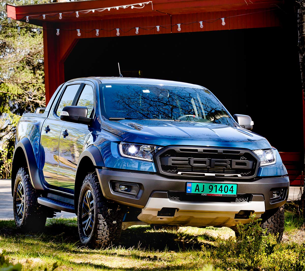 Ford Ranger Raptor in Blue parking outside