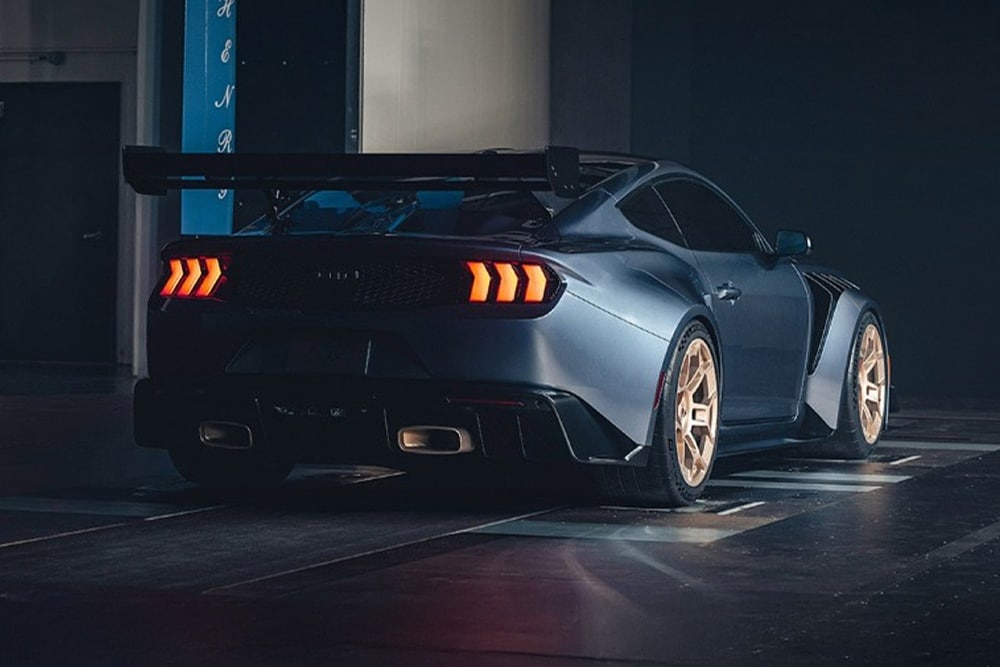 En Ford Mustang GTD i en vindtunnel.
