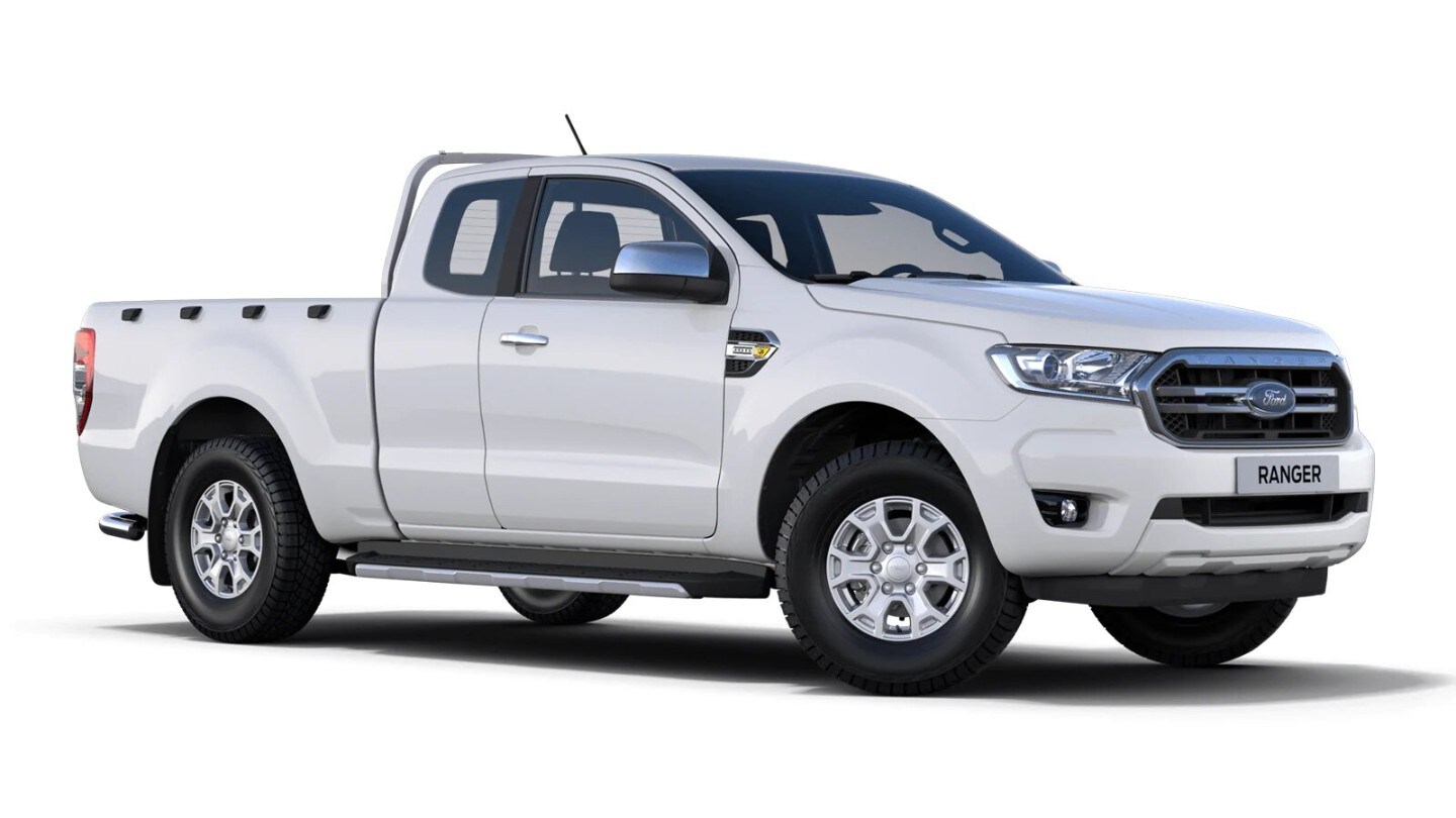 White Ford Ranger XLT from 3/4 front angle