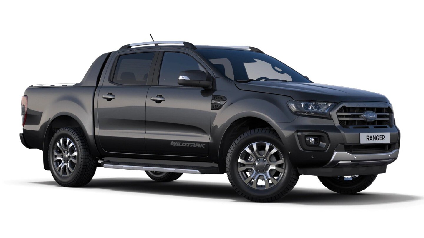 Black Ford Ranger Wildtrak from 3/4 front angle