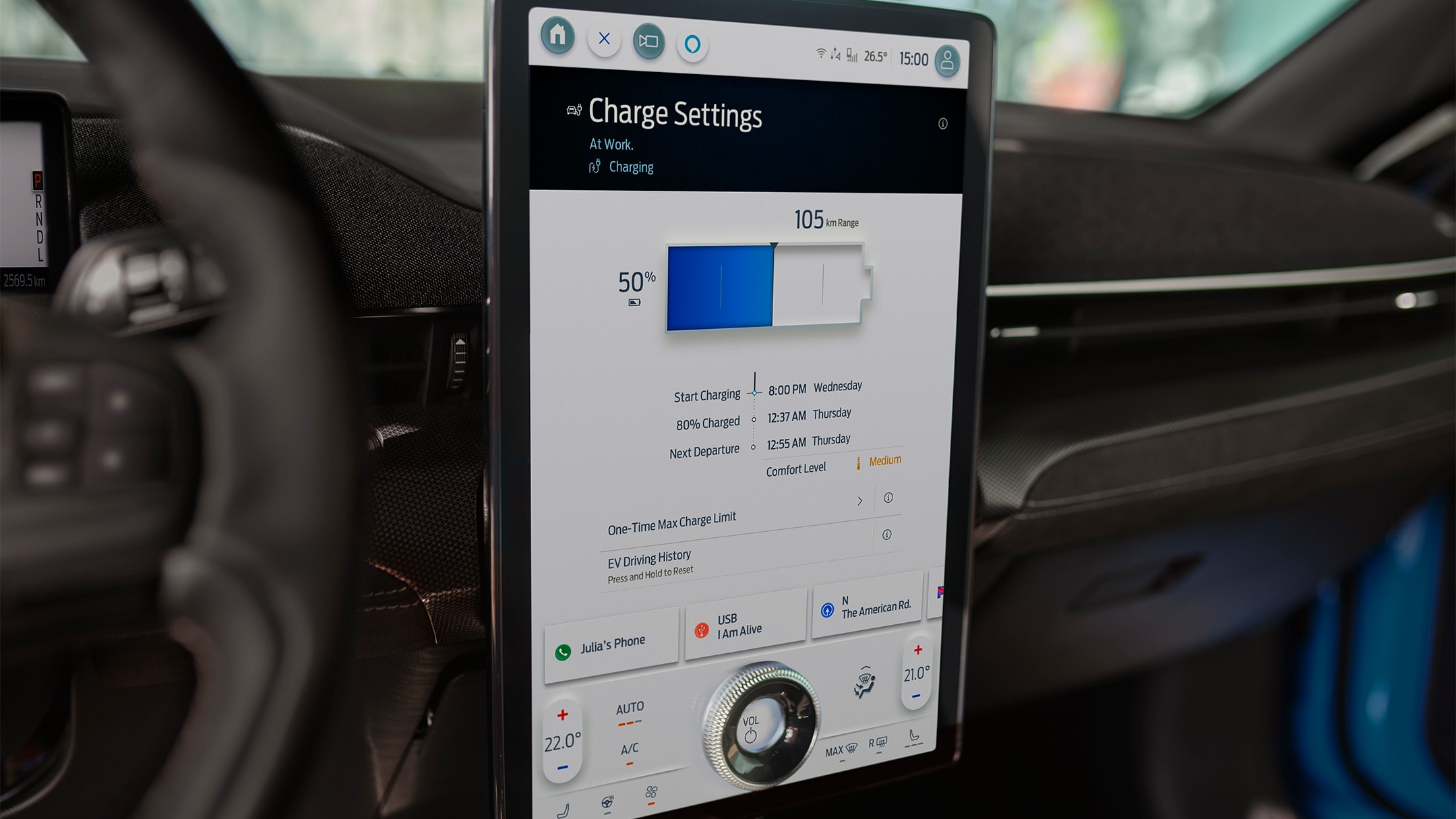 All-New Ford Mustang Mach-E interior with steering wheel and Next Generation Ford SYNC screen