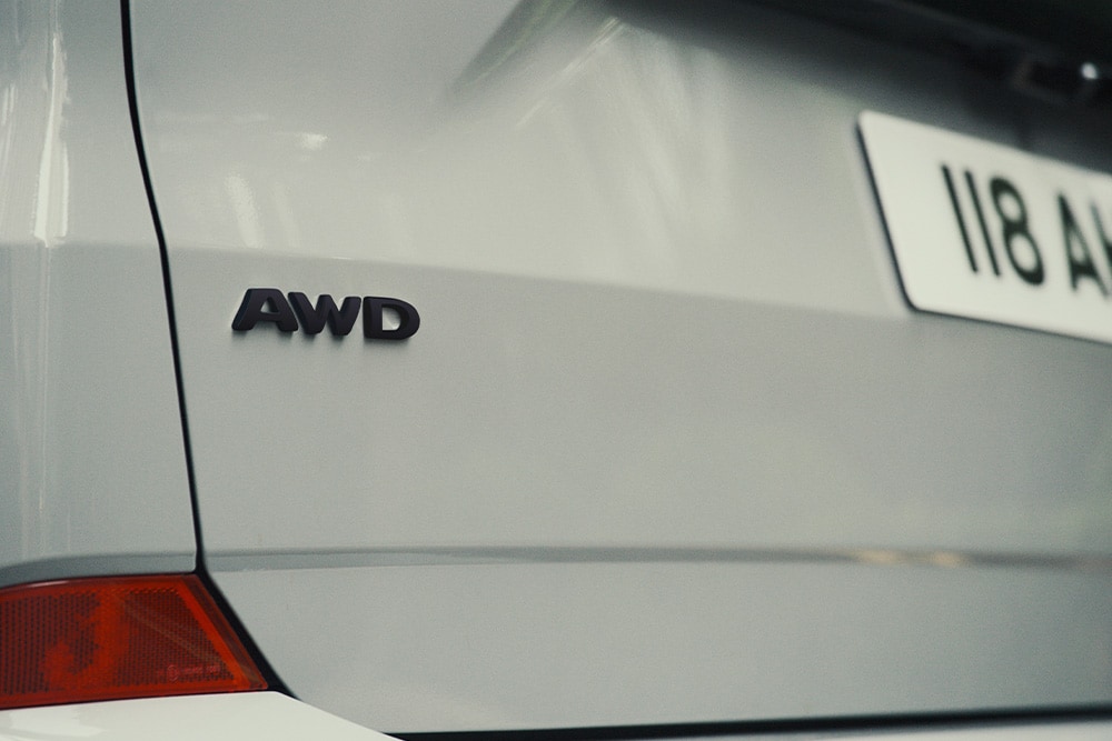 Back of the All-New Tourneo Custom with "AWD" on it
