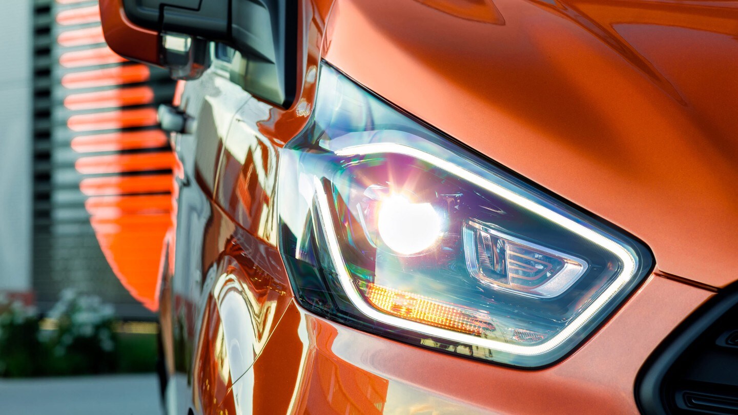 New Orange Ford Transit Custom LED headlights