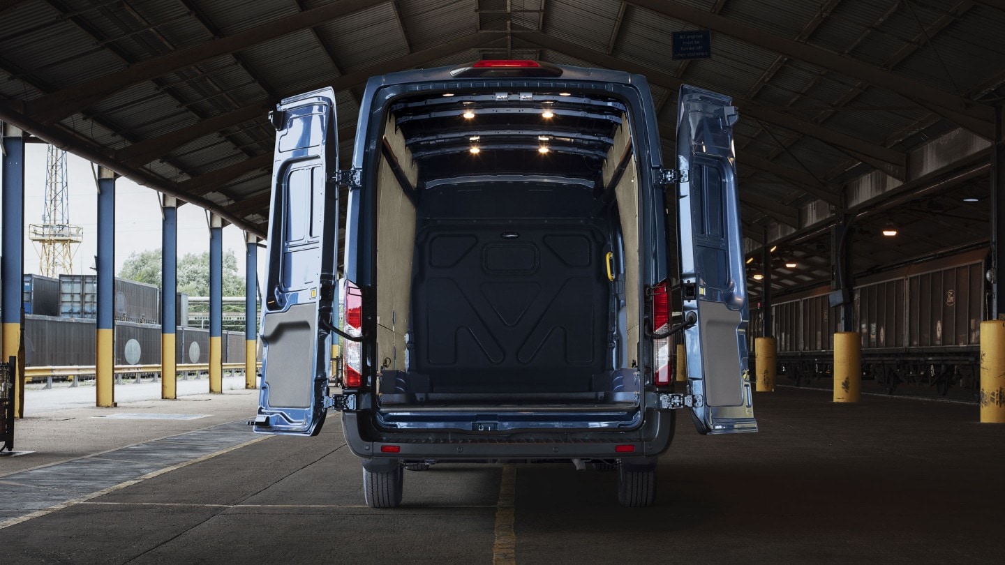 Ford Transit Van rear view of interior loading space