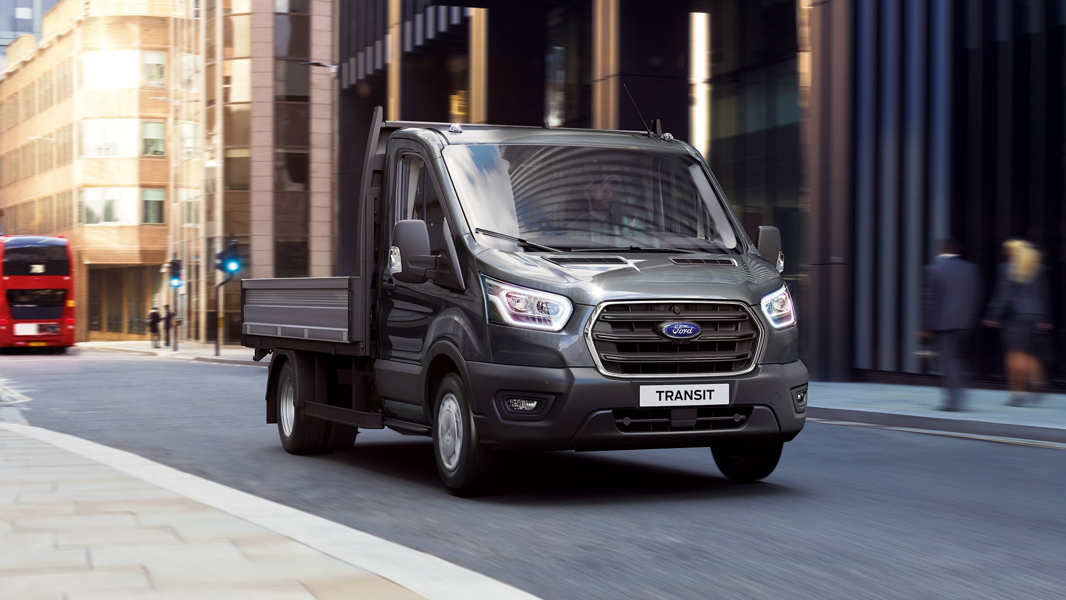 New Ford Transit Chassis Cab driving on road