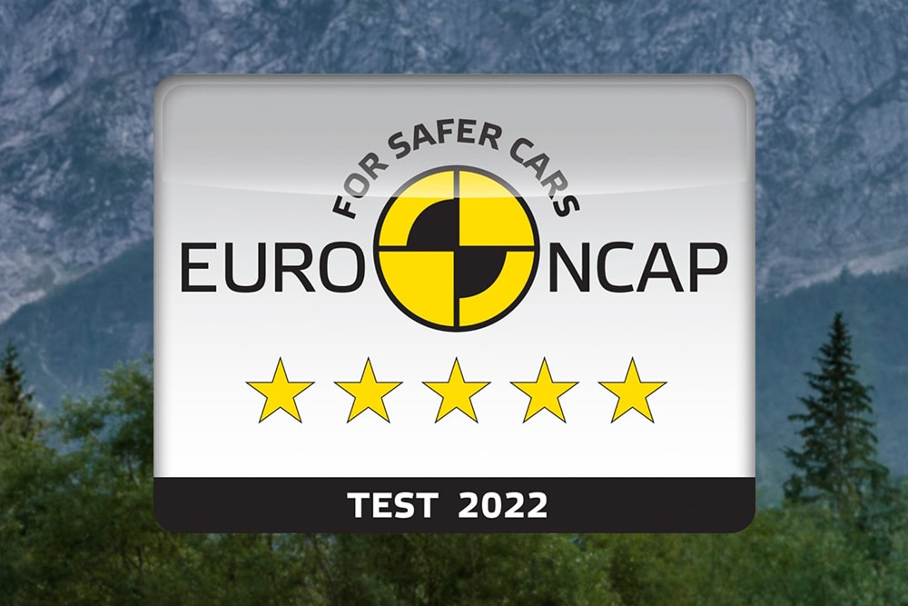Euro NCAP 5-stjerners sikkerhetsmerke for Ford Ranger, testet i 2022.