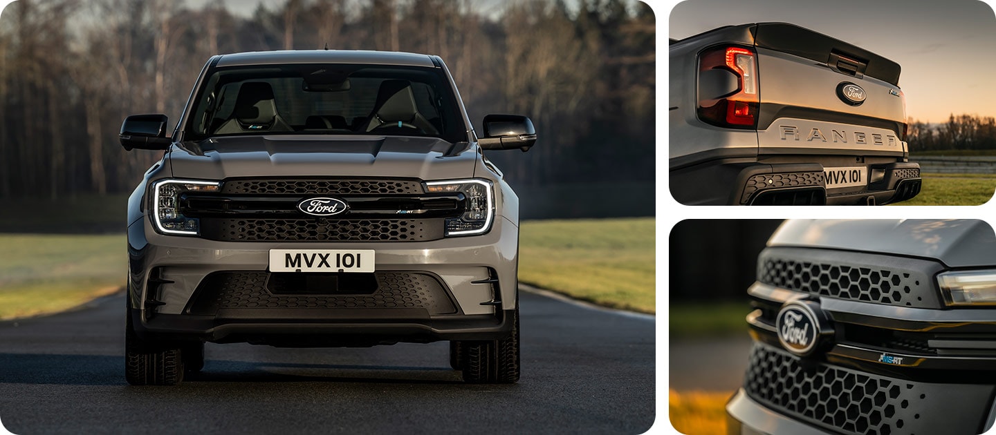 Frontvisning av Ford Ranger MS-RT med den vågale grillen.