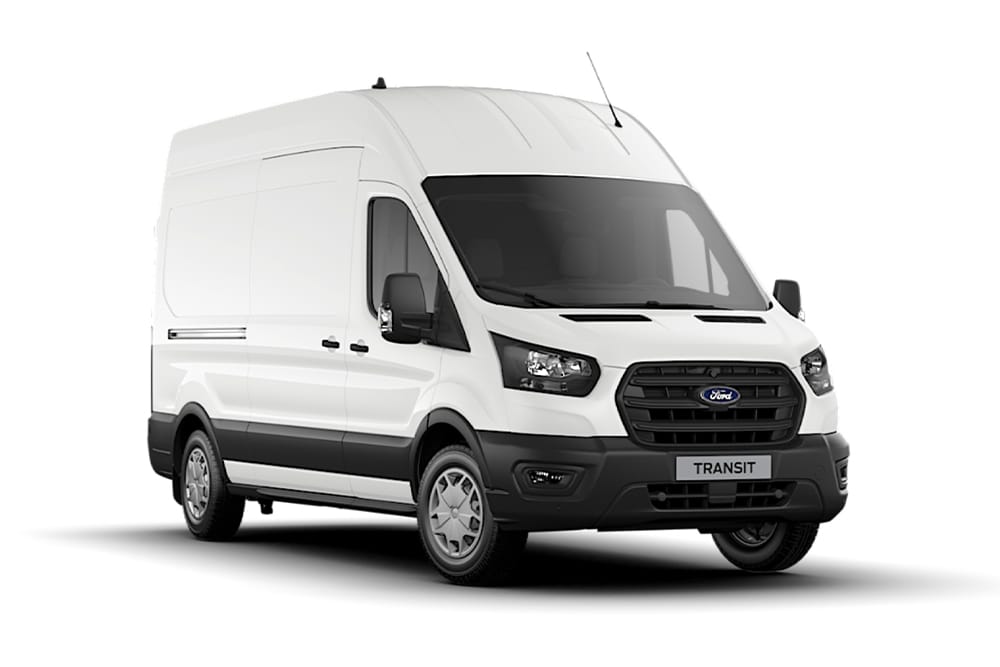 Hvit Limited-serie Ford Transit varebil.