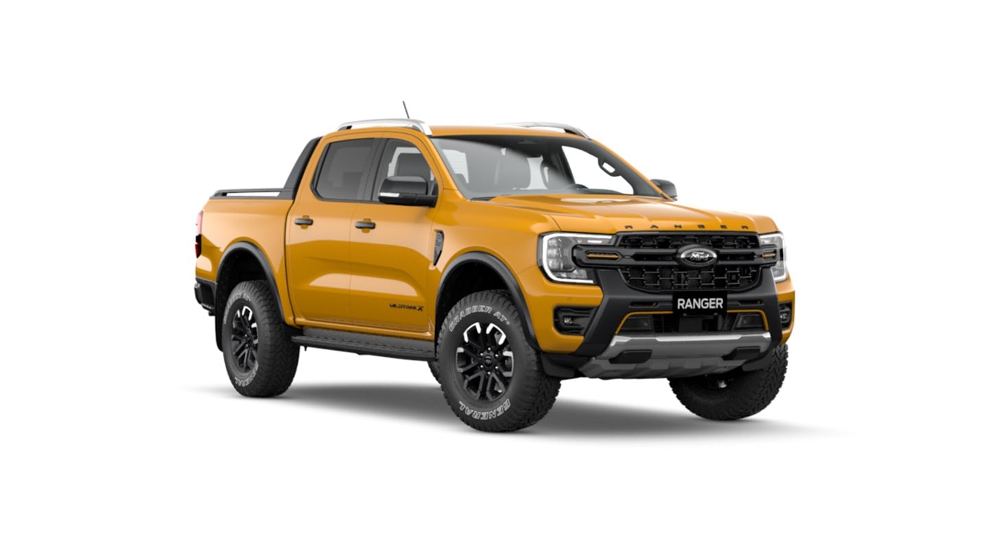 All-New Ranger XLT in cyber orange 3/4 front view