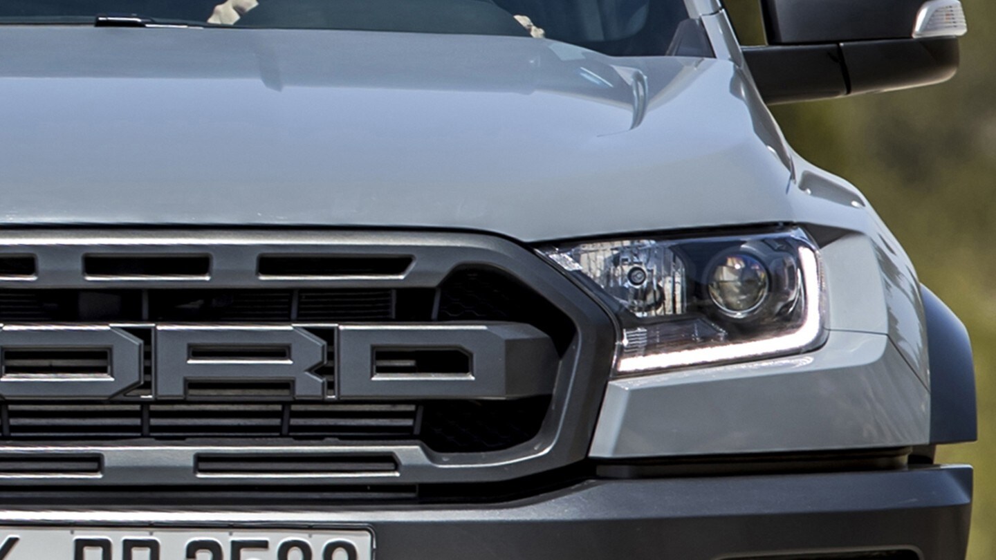 Ford Ranger Raptor front LED headlights close up