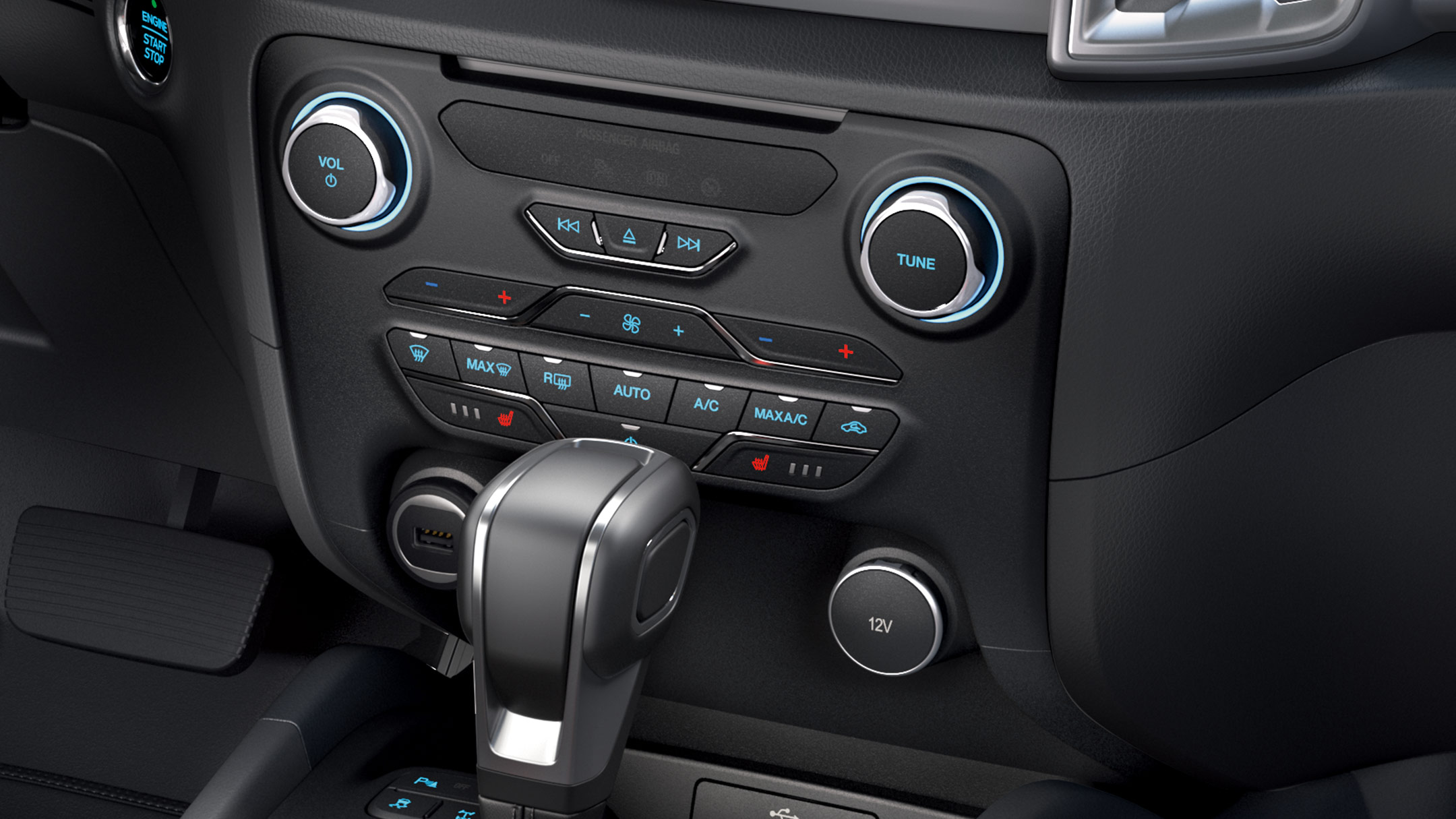 Ford Ranger Raptor detail of Dual-zone Electronic Automatic Temperature Control