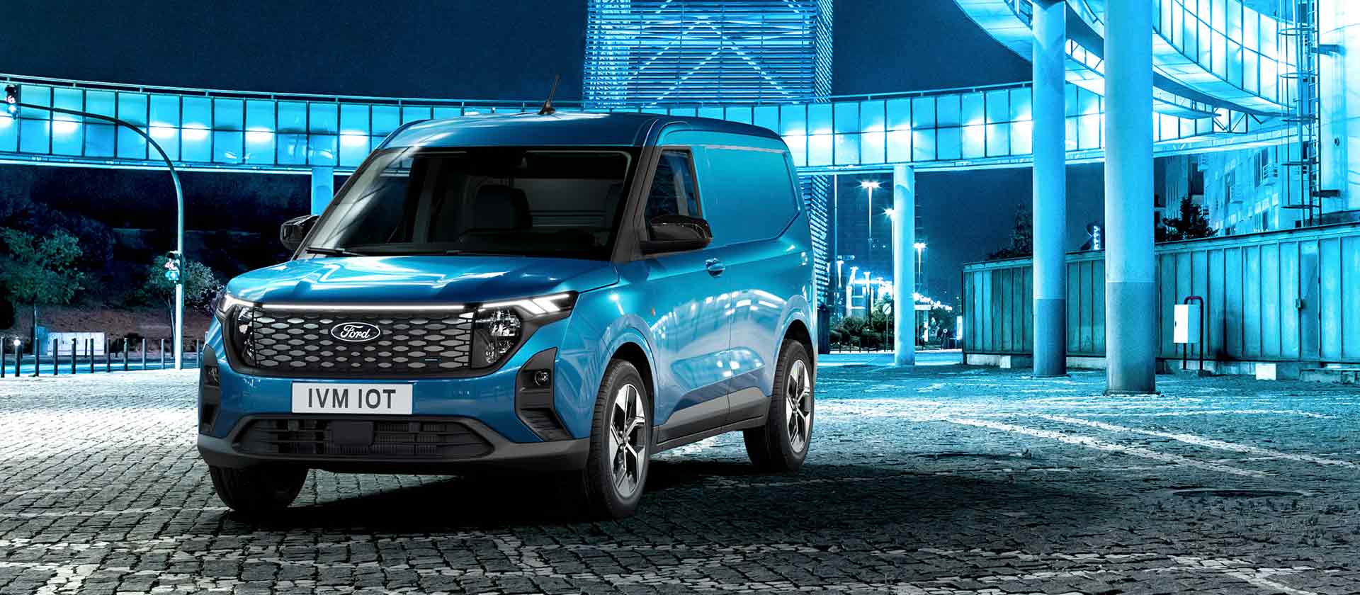 Ford E-Transit Courier Forfra, Blå