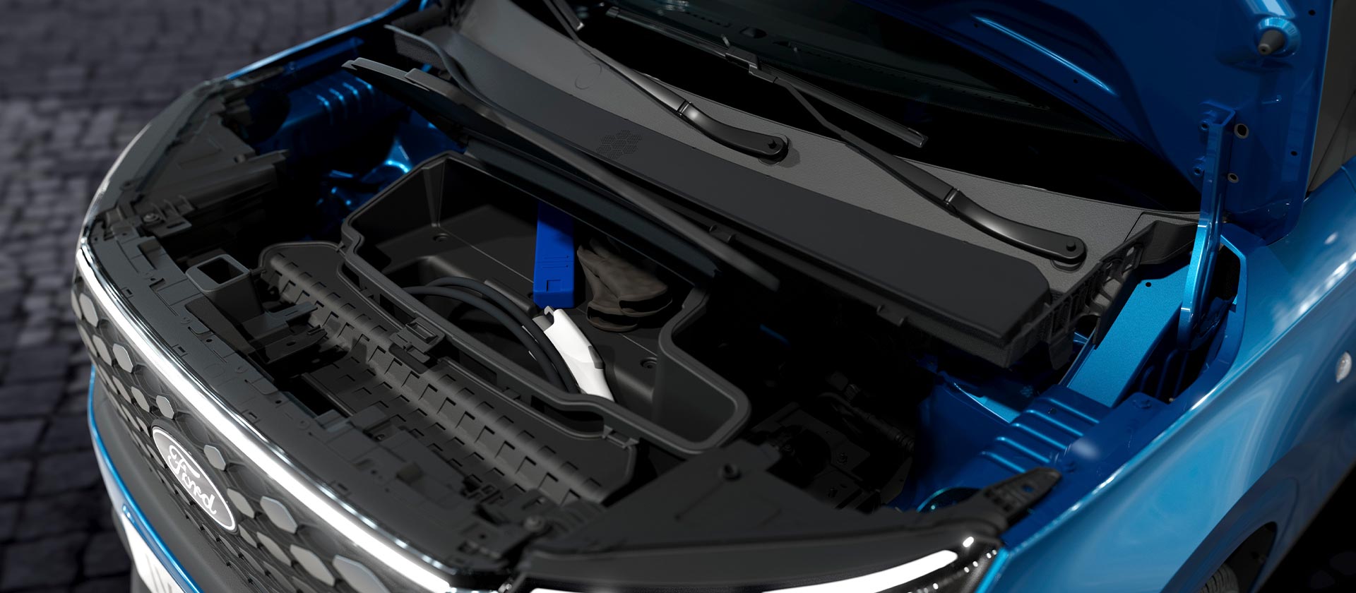Ford E-Transit Courier Detalj av Frunk