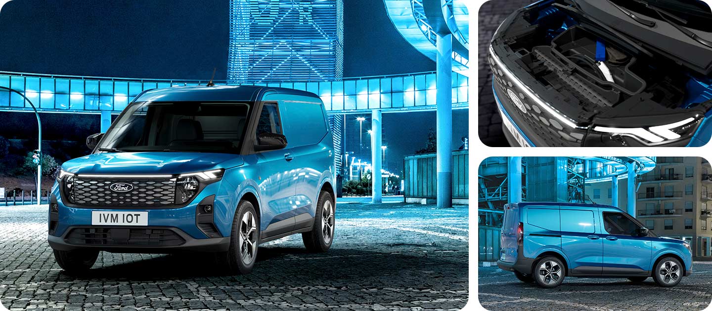 Ford E-Transit Courier Forfra, Blå