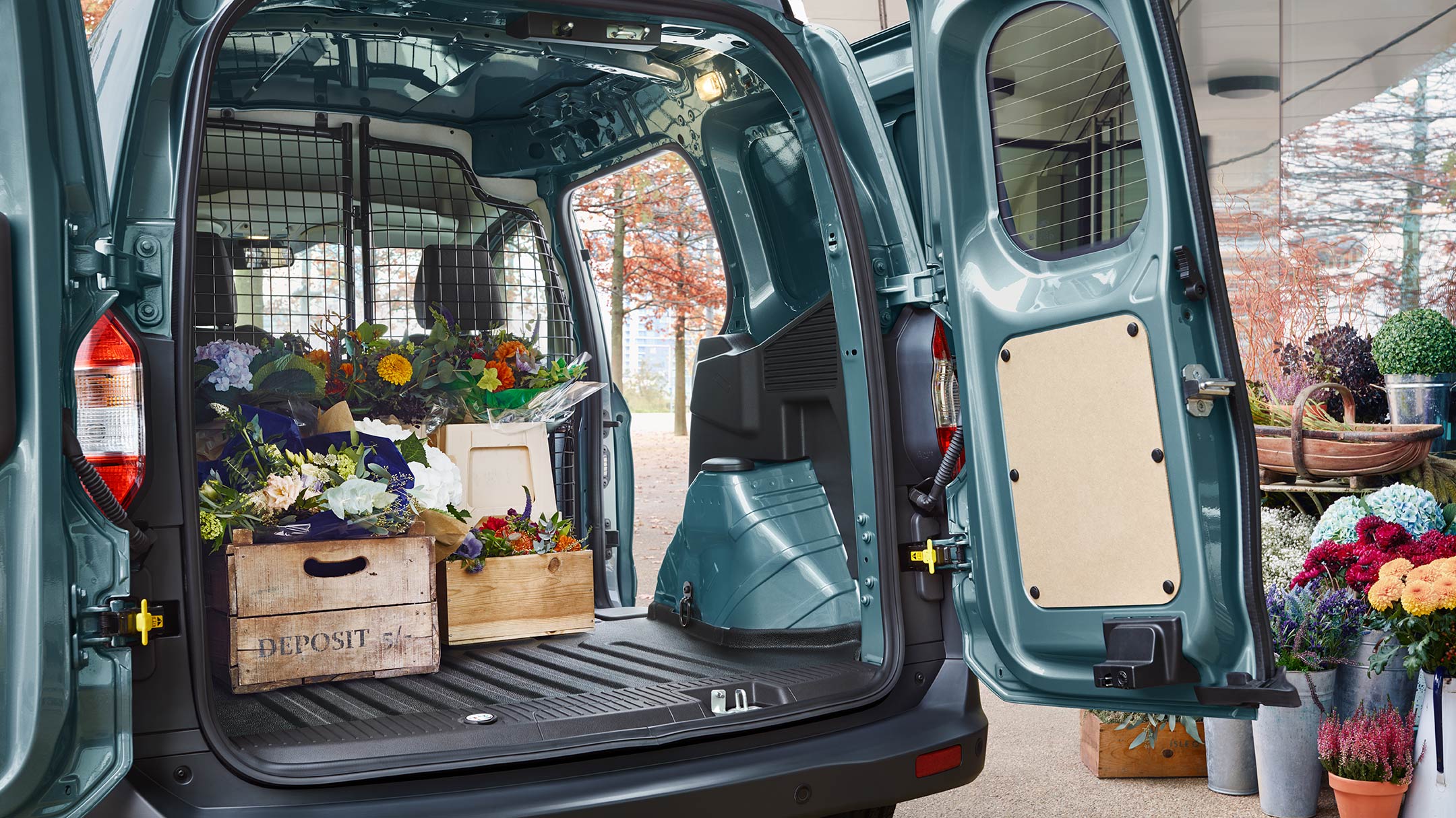 Ford Transit Courier with open load door showing load space